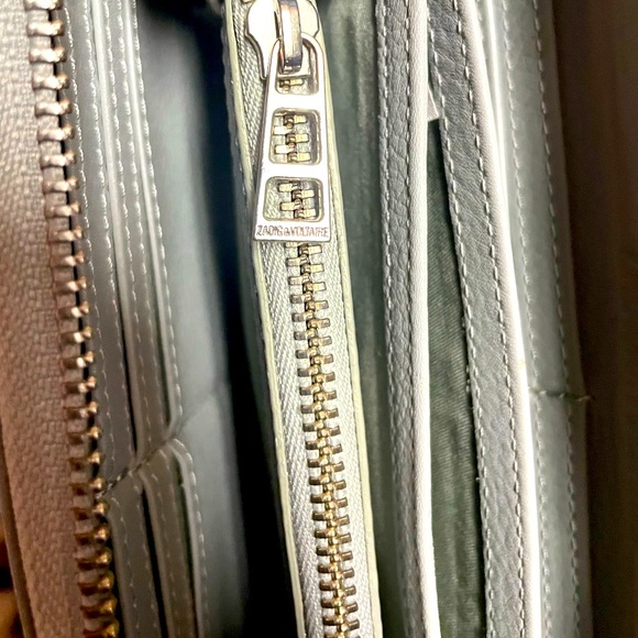 Zadig et Voltaire Leather Compagnon Wristlet Wallet Silver - Picture 8 of 16